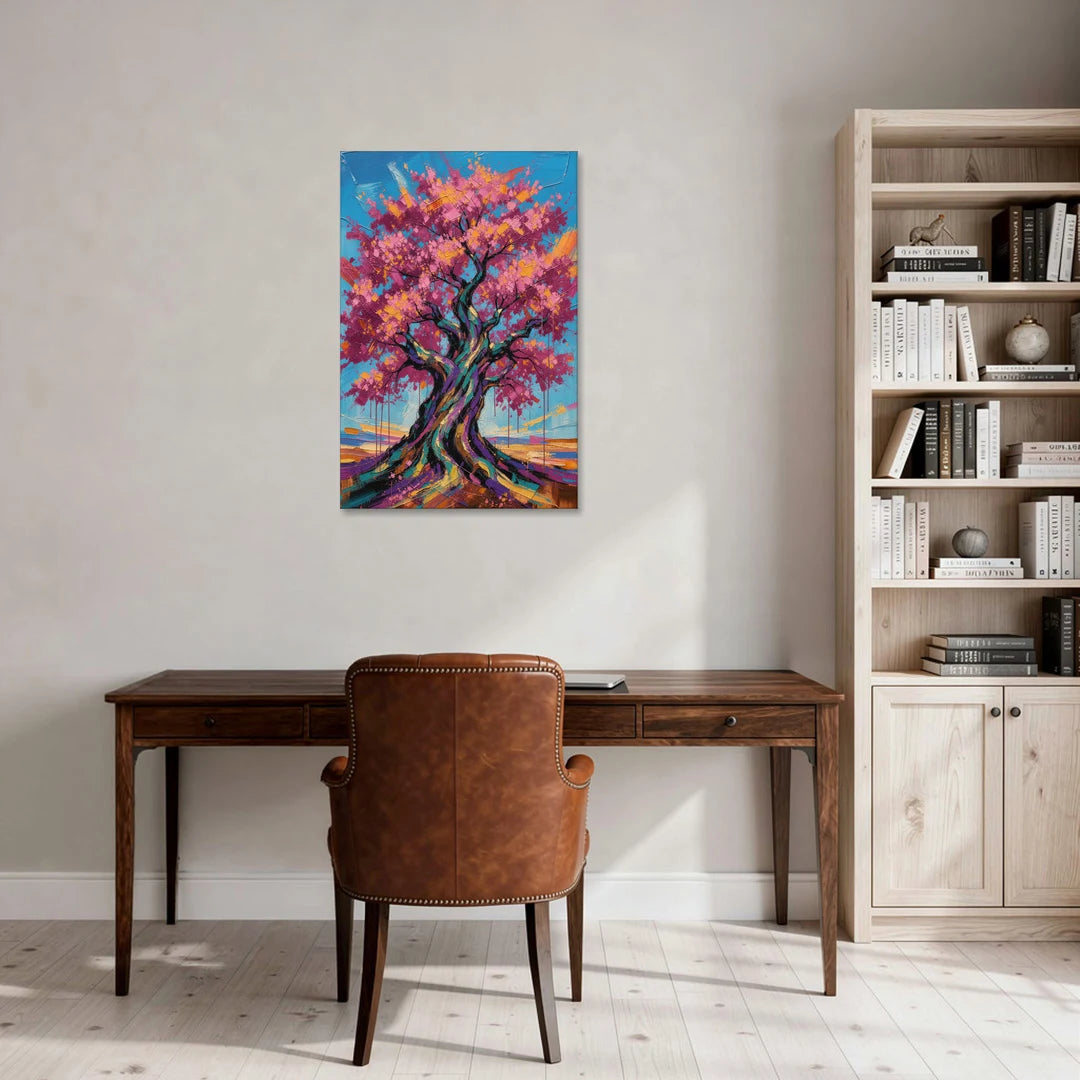 Cherry Blossom Tree Canvas with Twisted Trunk - Canvas Wall Art - Office - 24x36