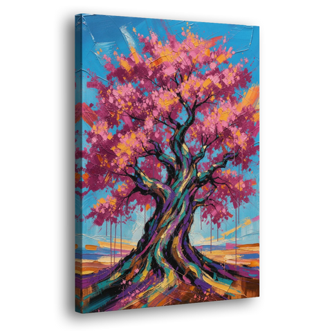 Cherry Blossom Tree Canvas with Twisted Trunk - Canvas Wall Art