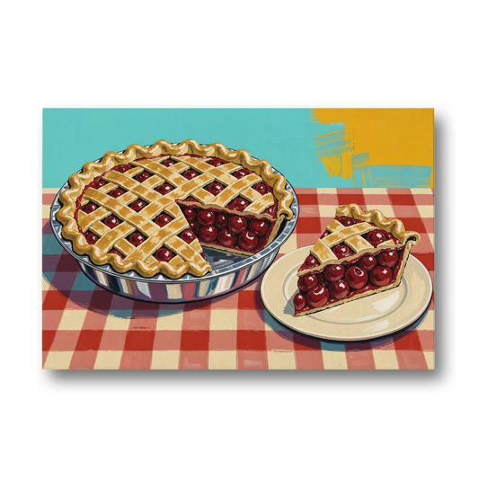 Cherry Pie Painting with Lattice Crust - Canvas Wall Art - Front