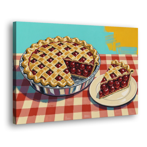 Cherry Pie Painting with Lattice Crust - Canvas Wall Art - Side