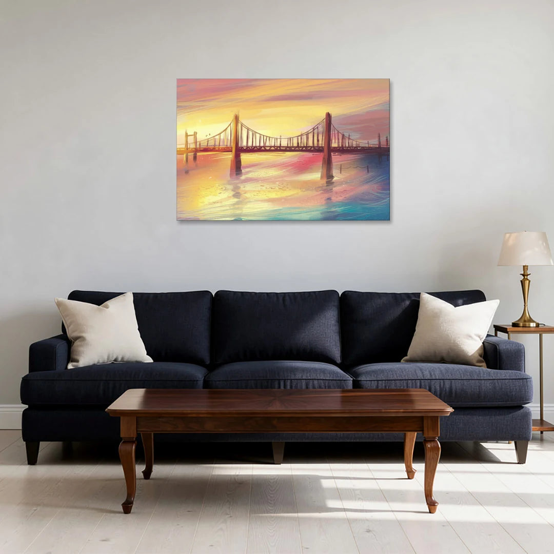 Chesapeake Bay Bridge Reflections - Canvas Wall Art - Sofa - 36x24