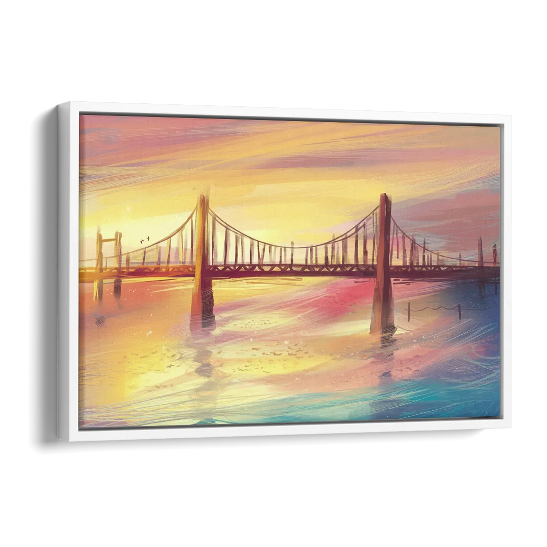 Chesapeake Bay Bridge Reflections Side - White Canvas Wall Art