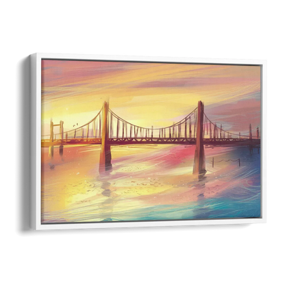 Chesapeake Bay Bridge Reflections Side - White Canvas Wall Art