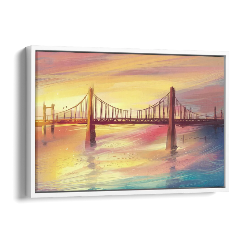 Chesapeake Bay Bridge Reflections Side - White Canvas Wall Art