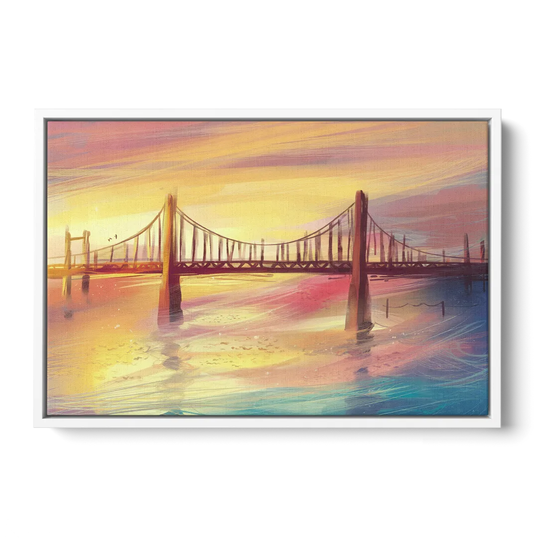 Chesapeake Bay Bridge Reflections Front - White Canvas Wall Art