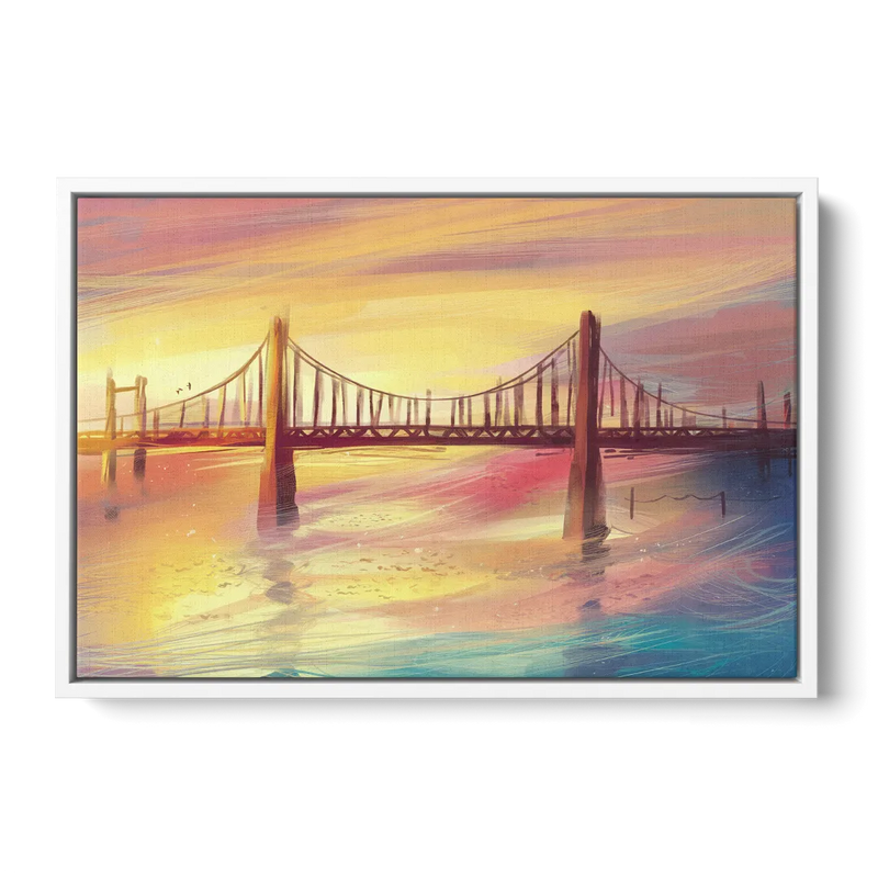 Chesapeake Bay Bridge Reflections Front - White Canvas Wall Art