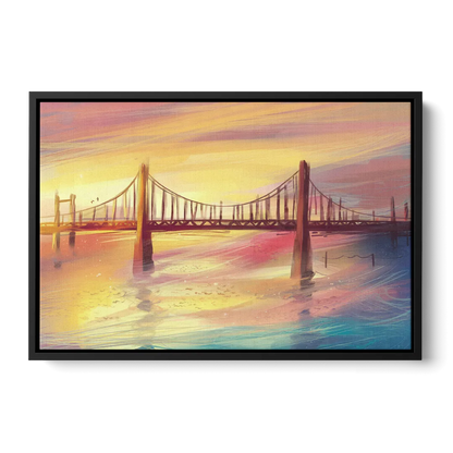 Chesapeake Bay Bridge Reflections Front - Black Canvas Wall Art
