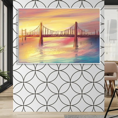Chesapeake Bay Bridge Reflections Sitting Room - White Canvas Wall Art