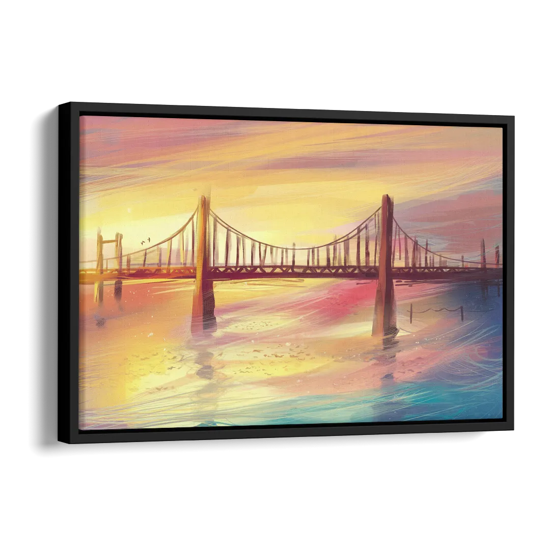 Chesapeake Bay Bridge Reflections Side - Black Canvas Wall Art