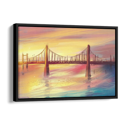 Chesapeake Bay Bridge Reflections Side - Black Canvas Wall Art