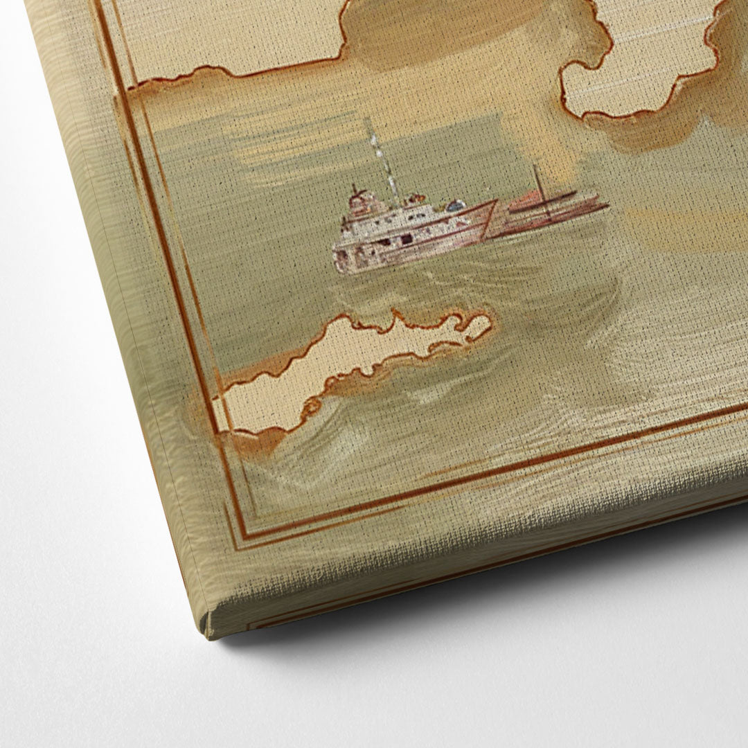 Chesapeake Bay Map Elegance Canvas Close Up