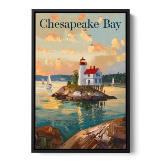 Chesapeake Bay Nautical Charm - Black Framed Canvas Wall Art - Front