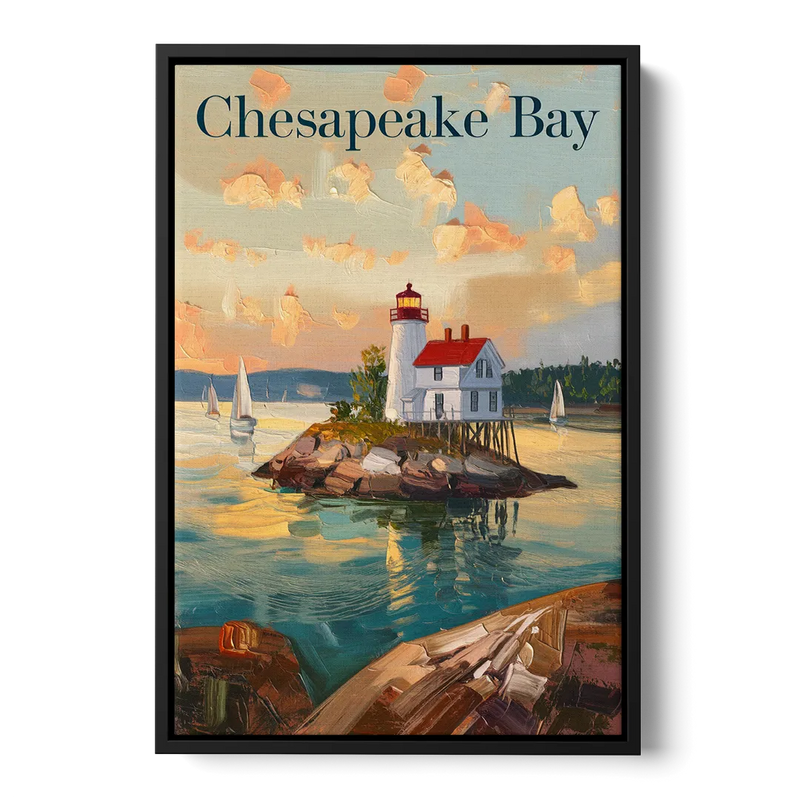 Chesapeake Bay Nautical Charm Front - Black Canvas Wall Art