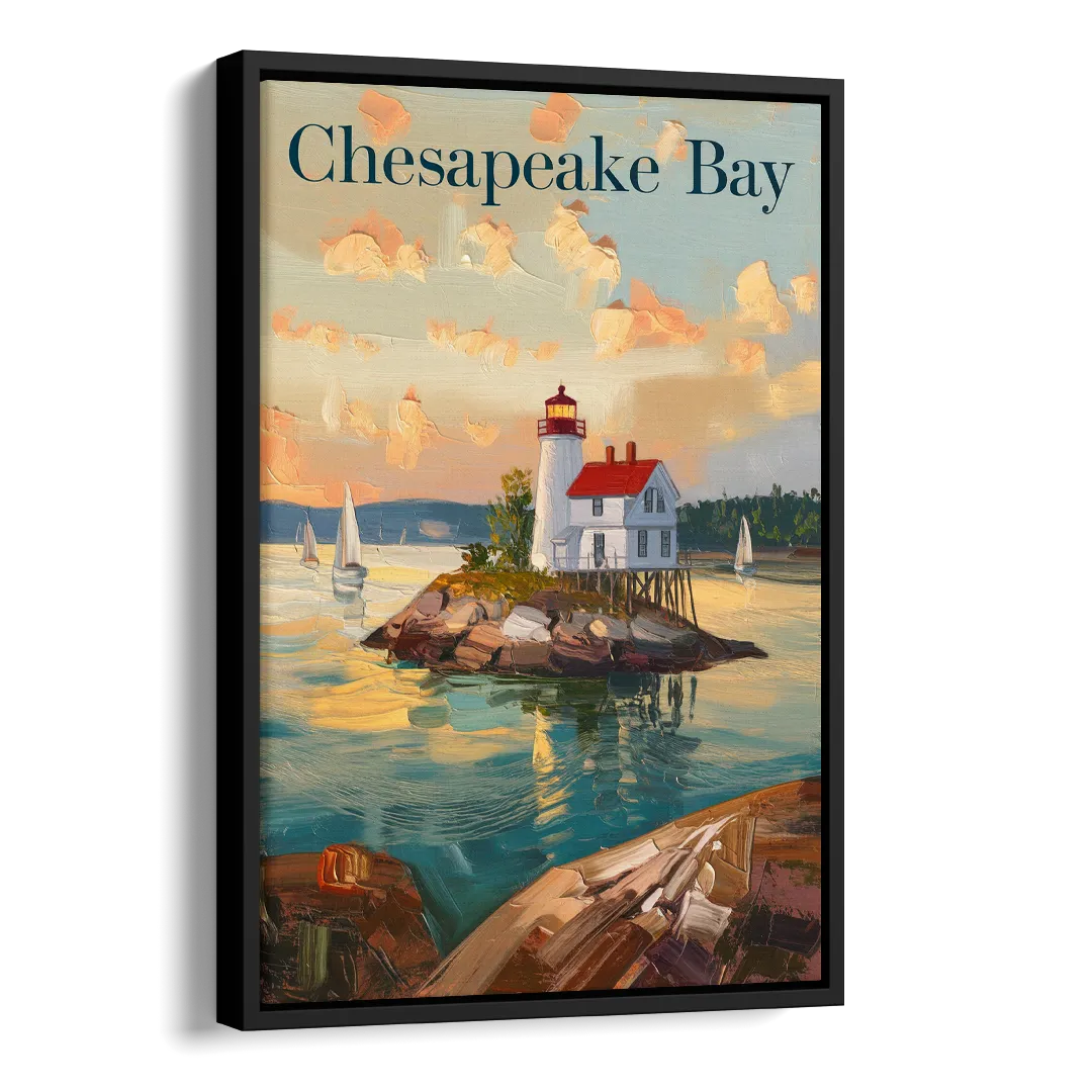 Chesapeake Bay Nautical Charm Side - Black Canvas Wall Art