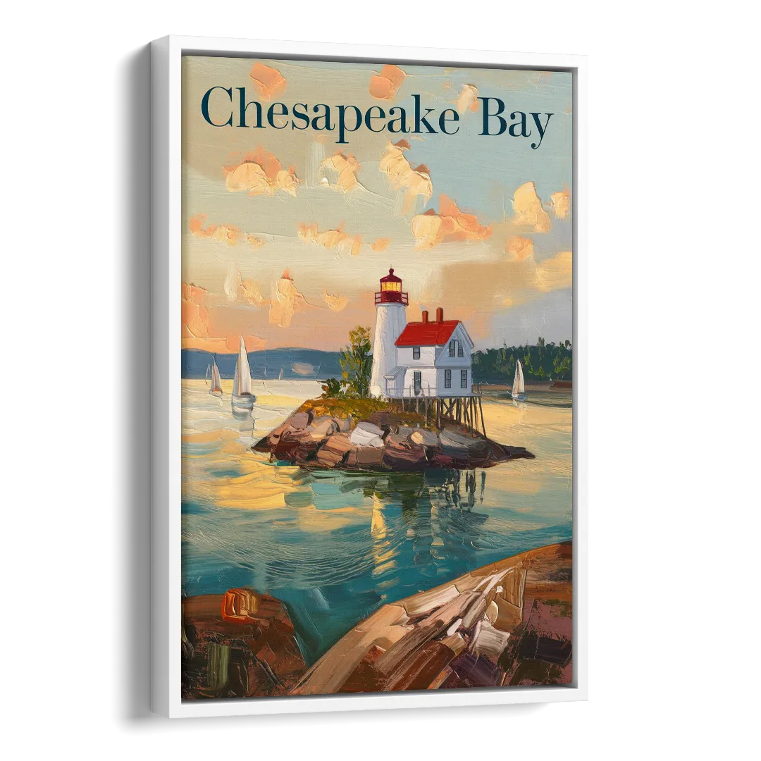 Chesapeake Bay Nautical Charm Side - White Canvas Wall Art
