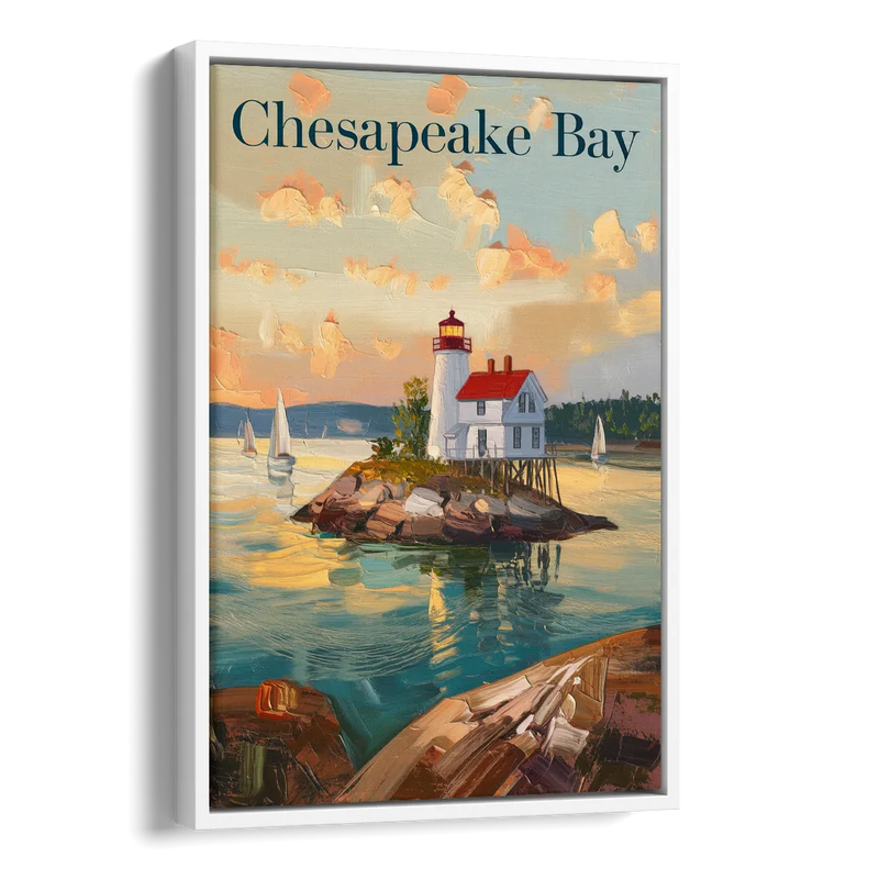 Chesapeake Bay Nautical Charm Side - White Canvas Wall Art