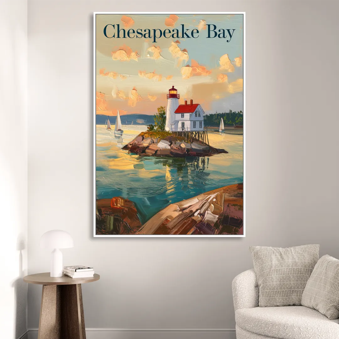 Chesapeake Bay Nautical Charm Sitting Room - White Canvas Wall Art