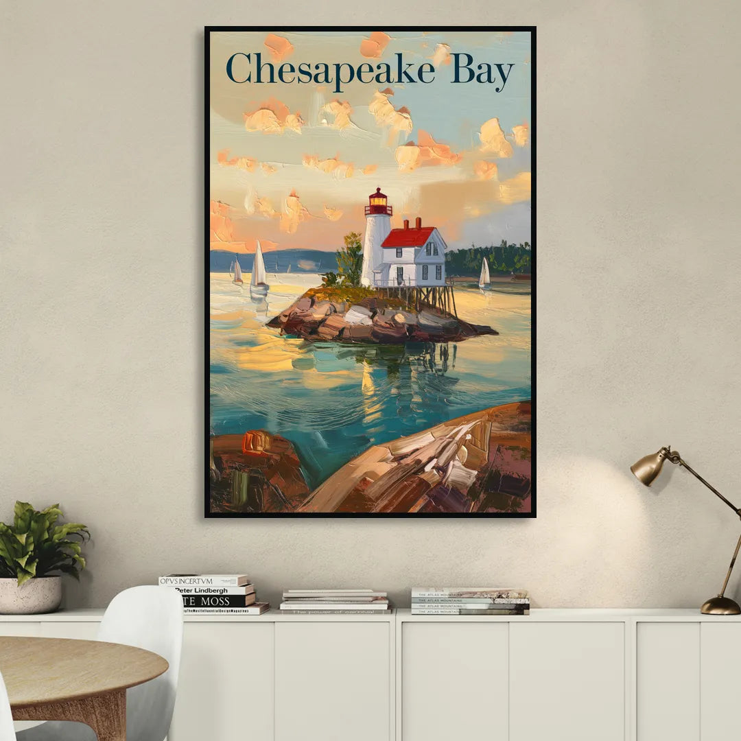 Chesapeake Bay Nautical Charm Sitting Room - Black Canvas Wall Art