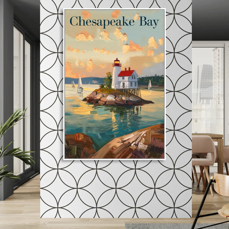 Chesapeake Bay Nautical Charm Living Room - White Canvas Wall Art