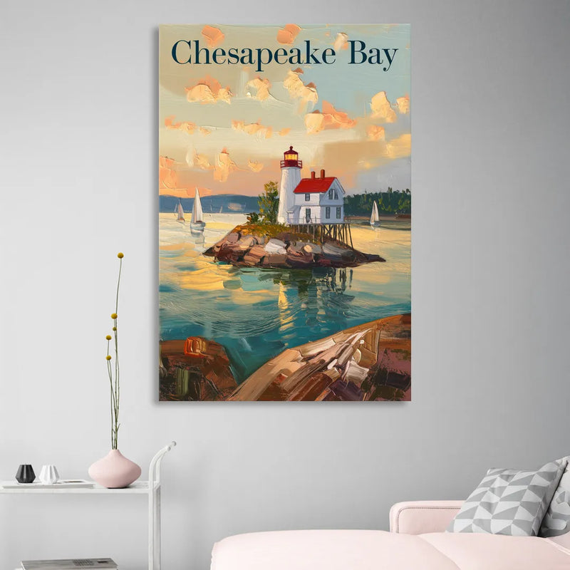 Chesapeake Bay Nautical Charm Living Room - Canvas Wall Art