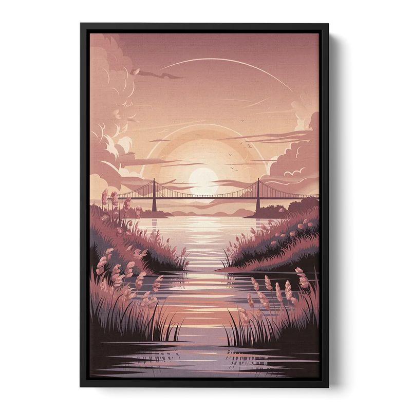 Chesapeake Bay Sunset Glow Front - Black Canvas Wall Art