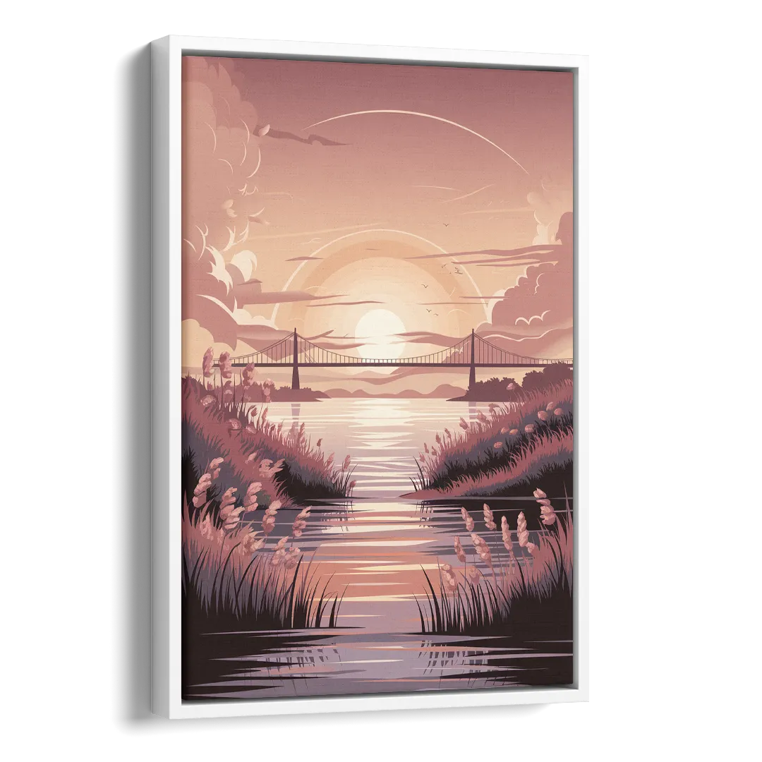 Chesapeake Bay Sunset Glow Side - White Canvas Wall Art