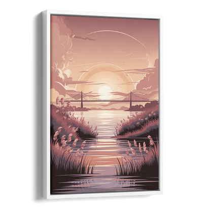 Chesapeake Bay Sunset Glow Side - White Canvas Wall Art