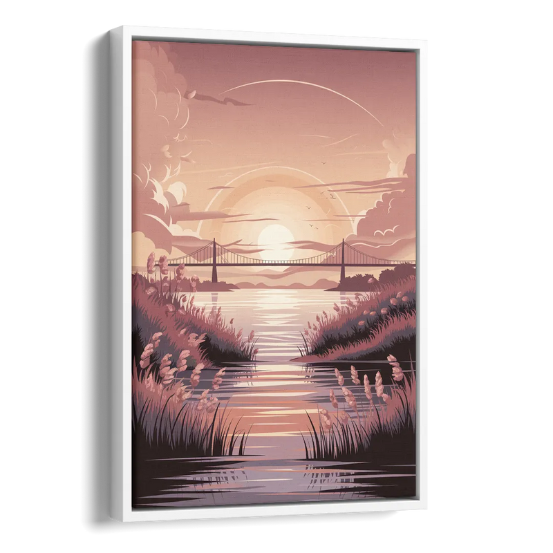 Chesapeake Bay Sunset Glow Side - White Canvas Wall Art