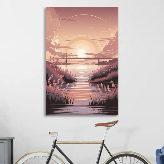 Chesapeake Bay Sunset Glow Living Room - Canvas Wall Art