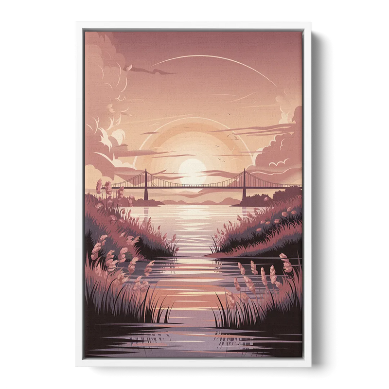 Chesapeake Bay Sunset Glow Front - White Canvas Wall Art