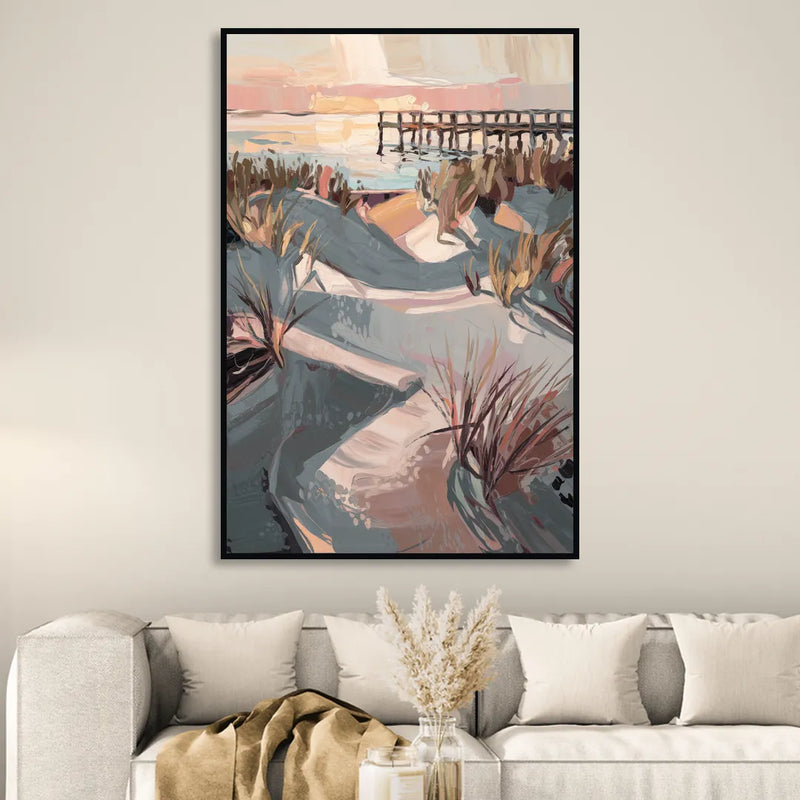 Chesapeake Bay Tranquility Living Room - Black Canvas Wall Art
