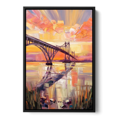 Chesapeake Bridge Panorama - Black Framed Canvas Wall Art - Front