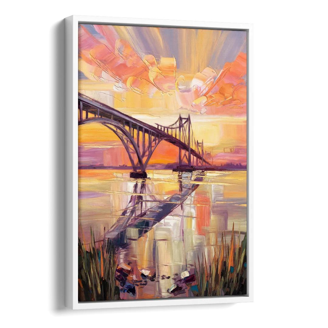 Chesapeake Bridge Panorama Side - White Canvas Wall Art