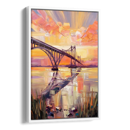Chesapeake Bridge Panorama Side - White Canvas Wall Art