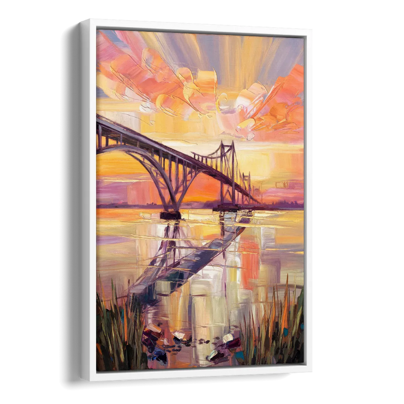 Chesapeake Bridge Panorama Side - White Canvas Wall Art