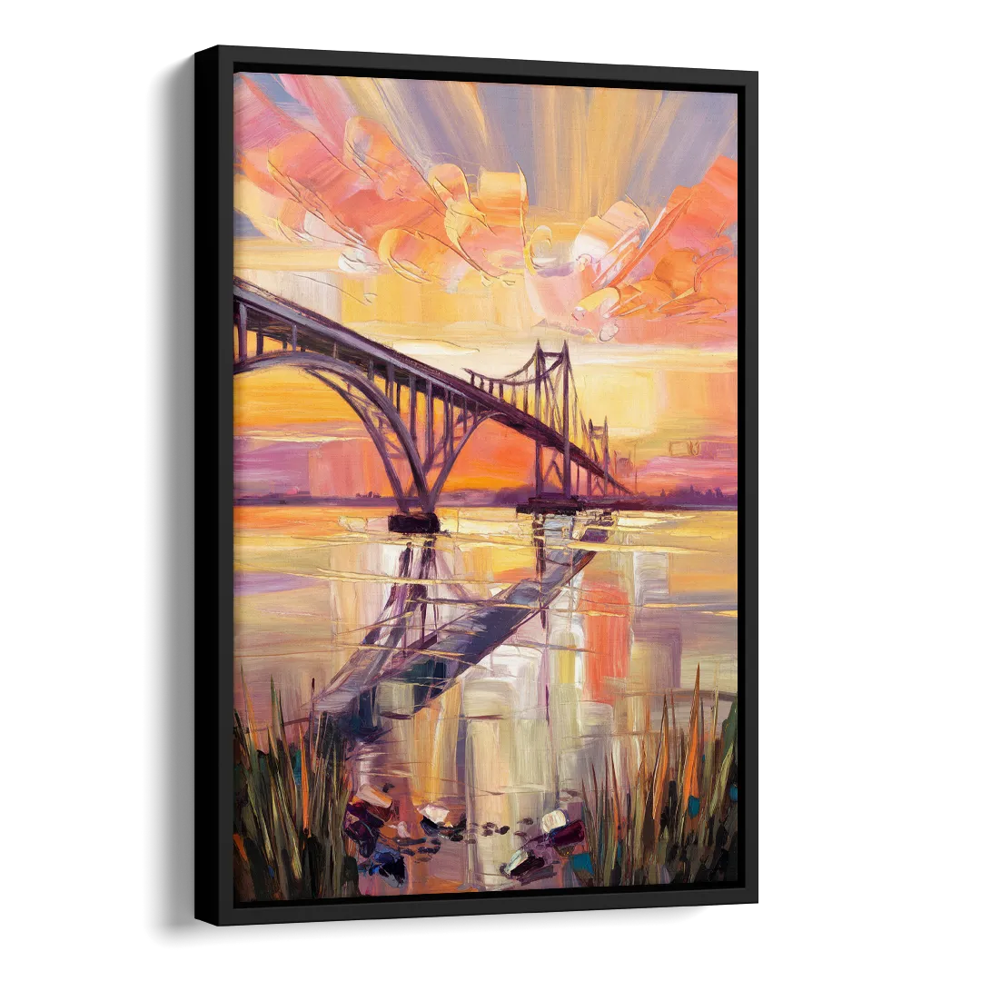 Chesapeake Bridge Panorama Side - Black Canvas Wall Art