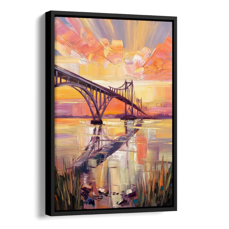 Chesapeake Bridge Panorama Side - Black Canvas Wall Art