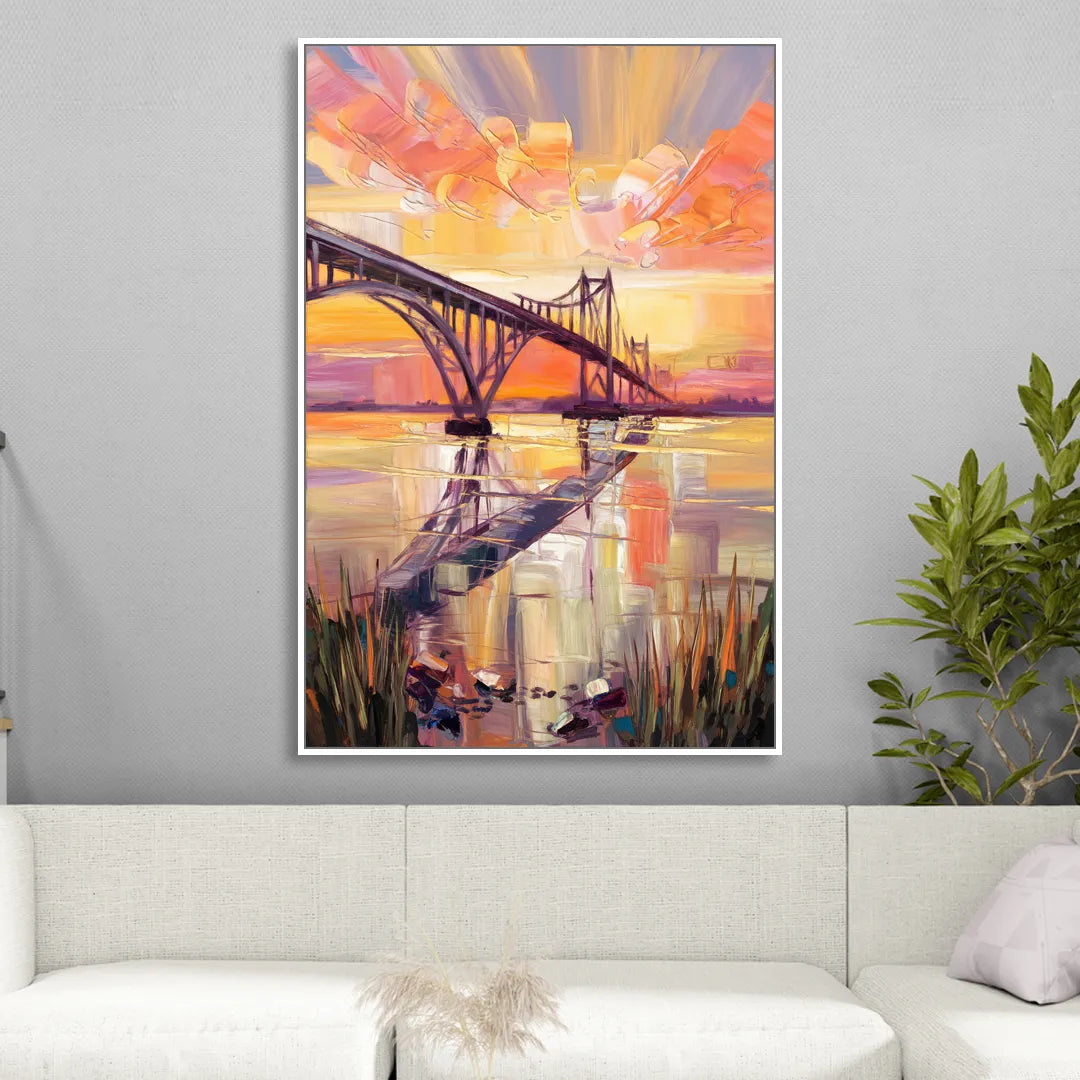 Chesapeake Bridge Panorama Sitting Room - White Canvas Wall Art