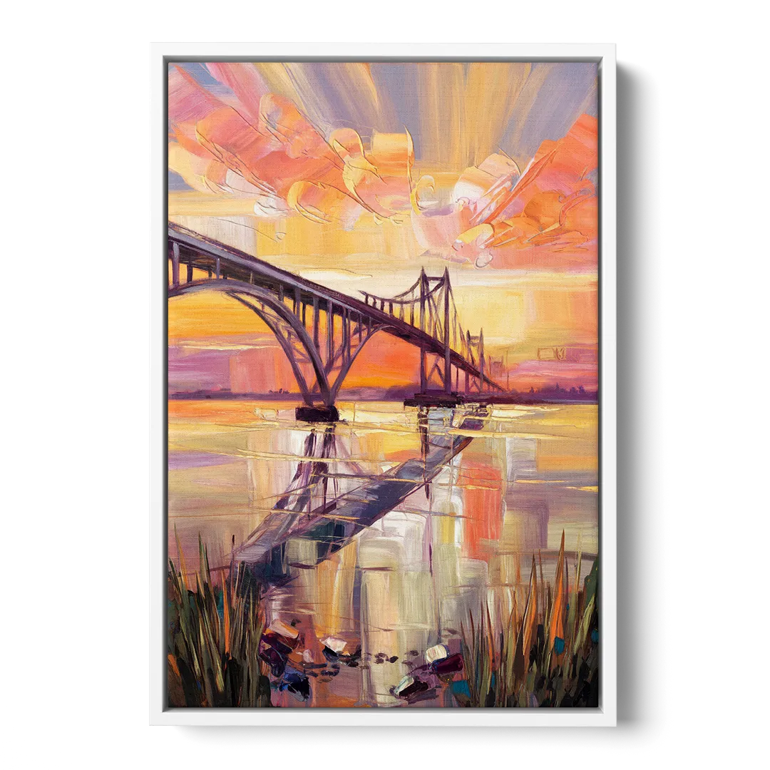 Chesapeake Bridge Panorama Front - White Canvas Wall Art