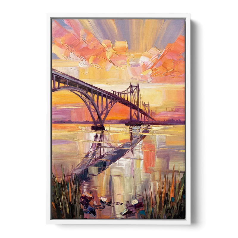 Chesapeake Bridge Panorama Front - White Canvas Wall Art