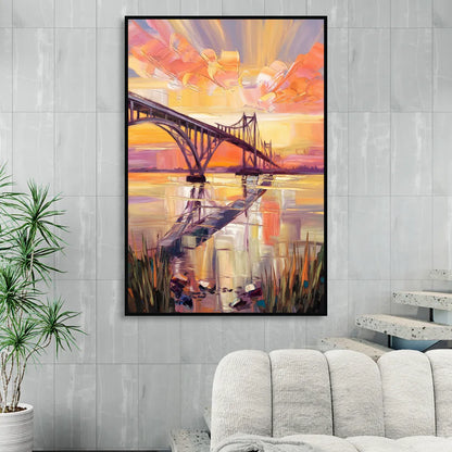 Chesapeake Bridge Panorama Sitting Room - Black Canvas Wall Art