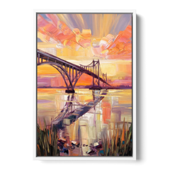 Chesapeake Bridge Panorama - White Framed Canvas Wall Art - Front