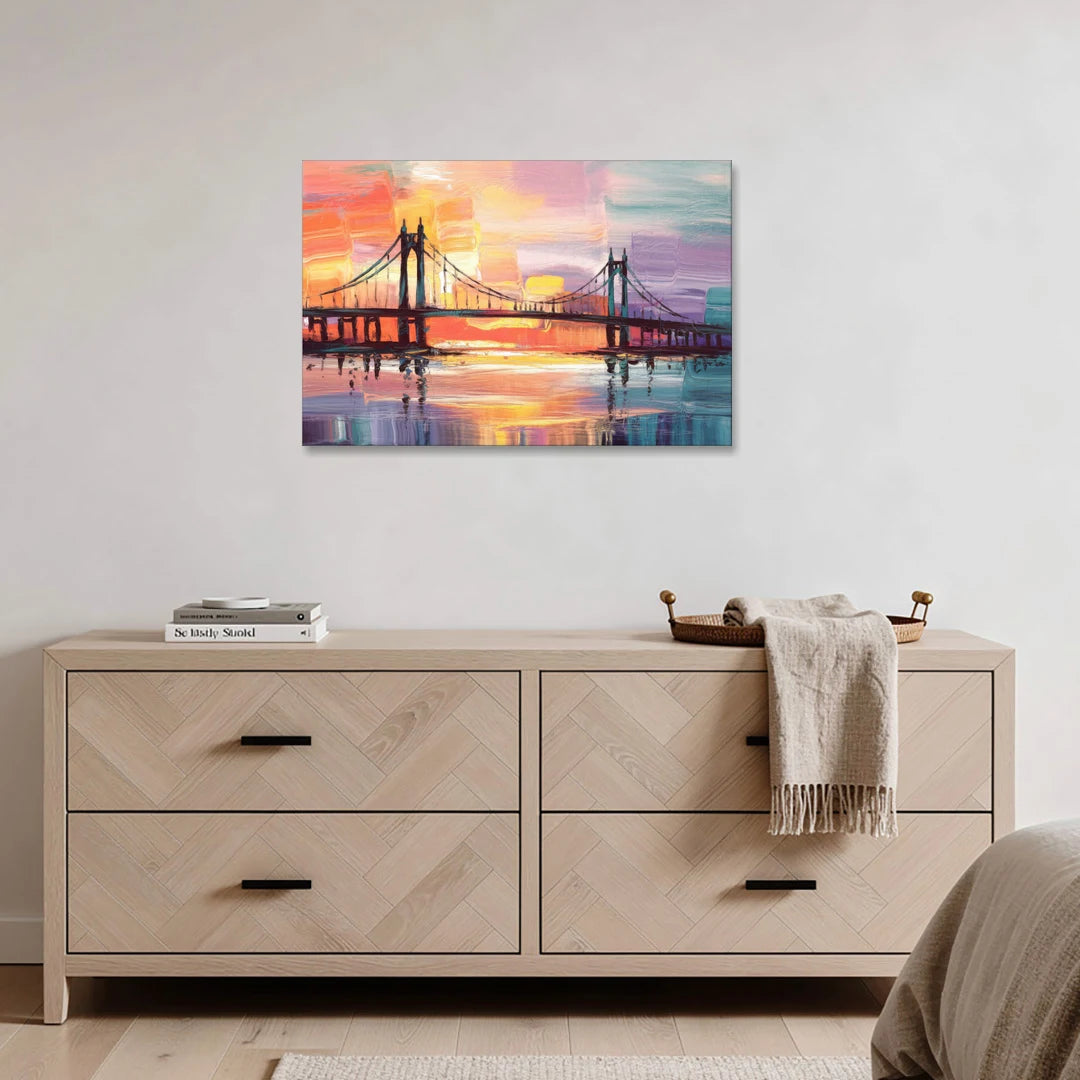 Chesapeake Bridge Silhouette - Canvas Wall Art - Coffee Table - 36x24