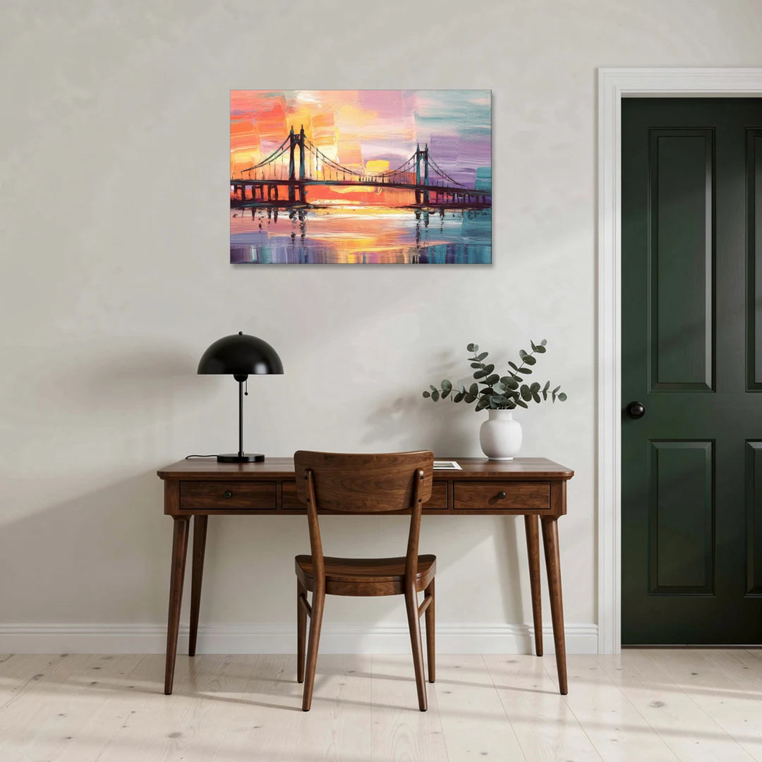 Chesapeake Bridge Silhouette - Canvas Wall Art - Office - 36x24