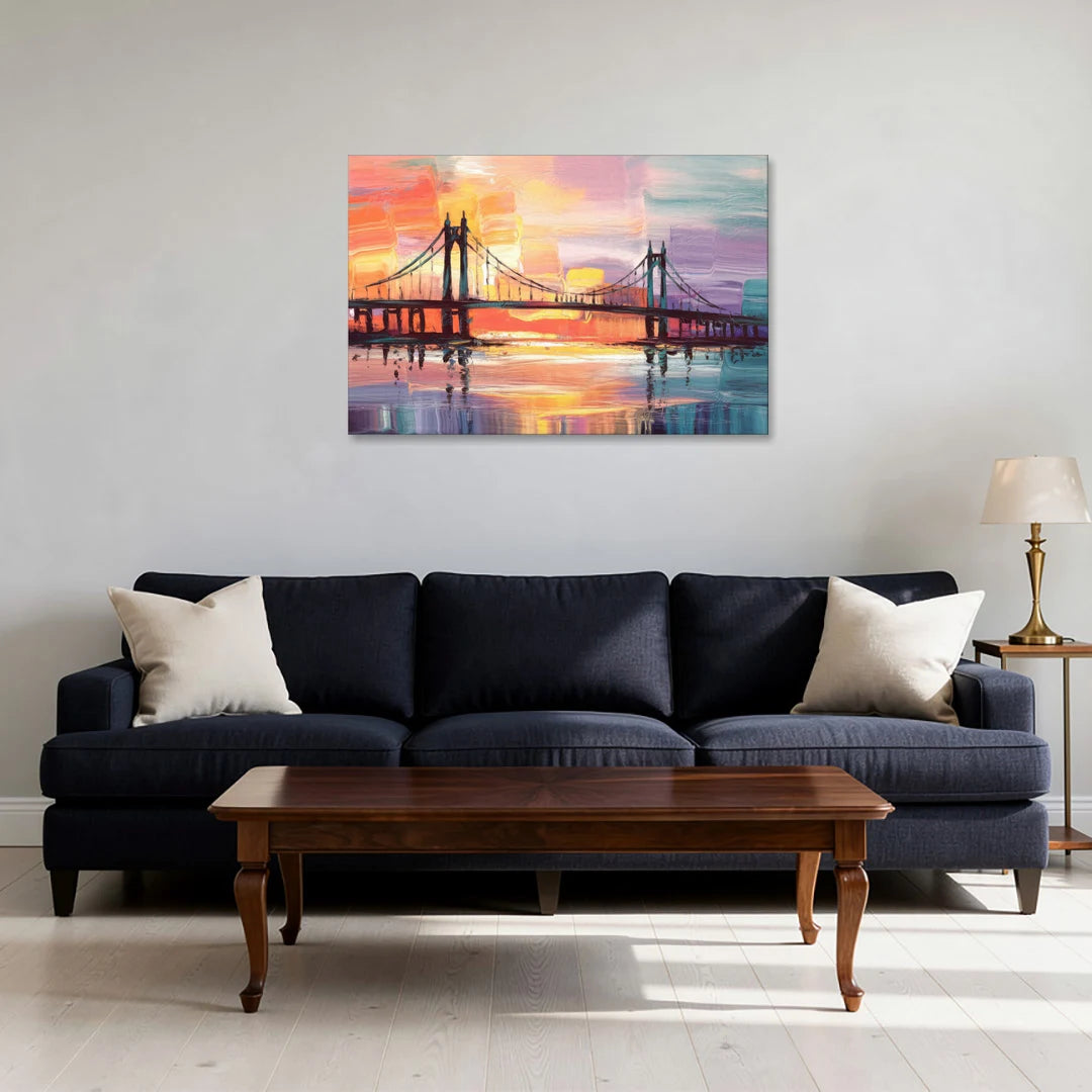 Chesapeake Bridge Silhouette - Canvas Wall Art - Sofa - 36x24