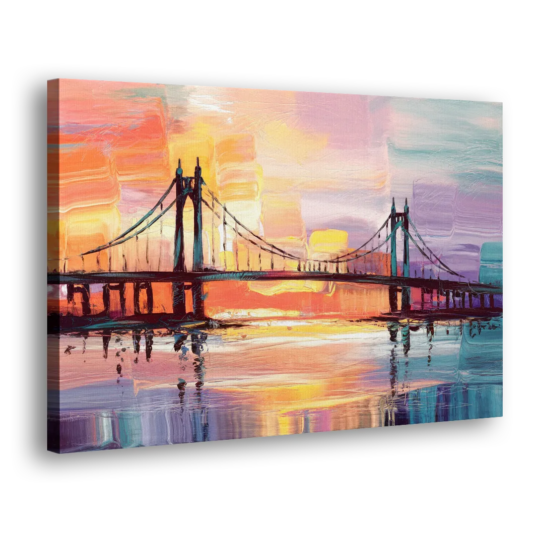 Chesapeake Bridge Silhouette Side - Canvas Wall Art