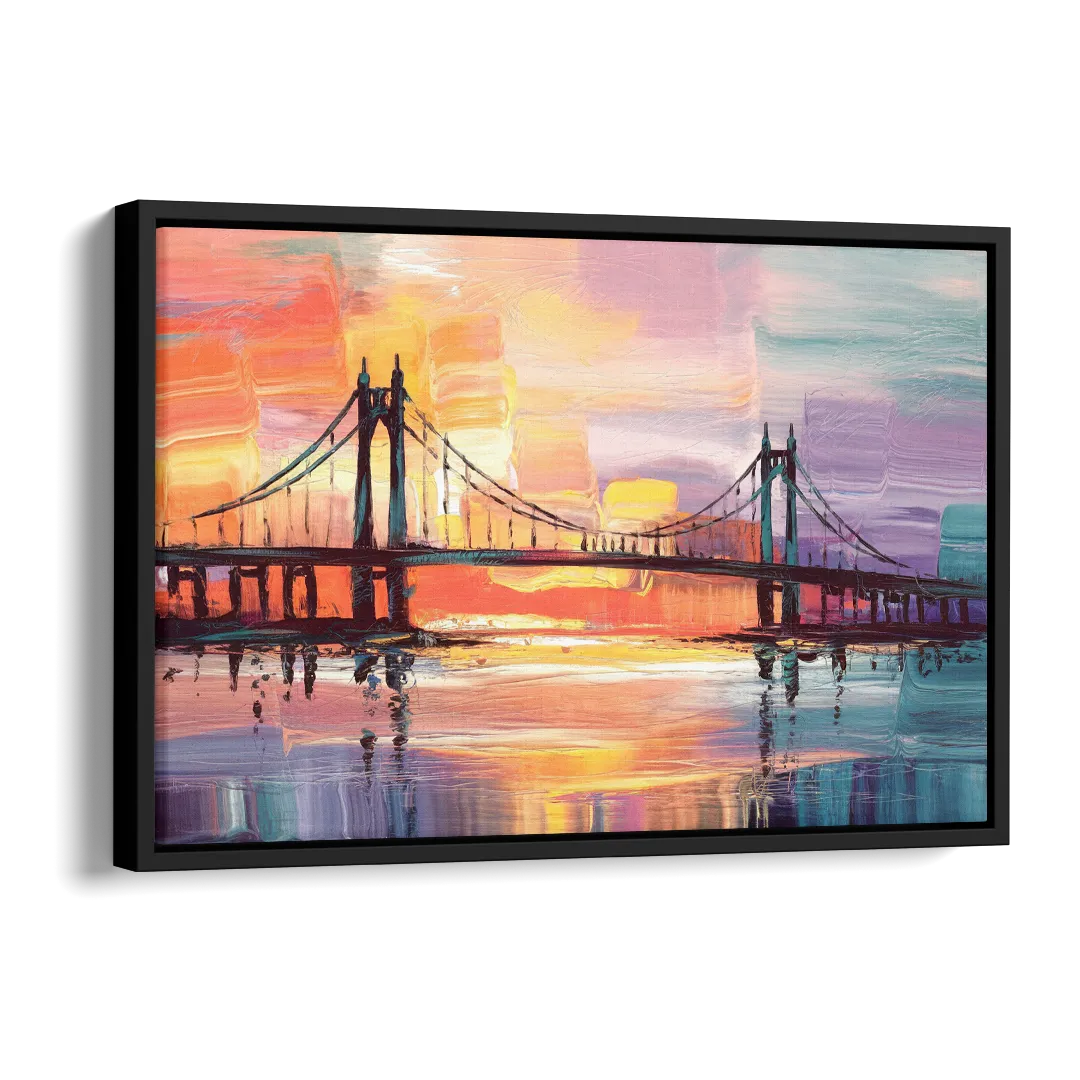 Chesapeake Bridge Silhouette Side - Black Canvas Wall Art
