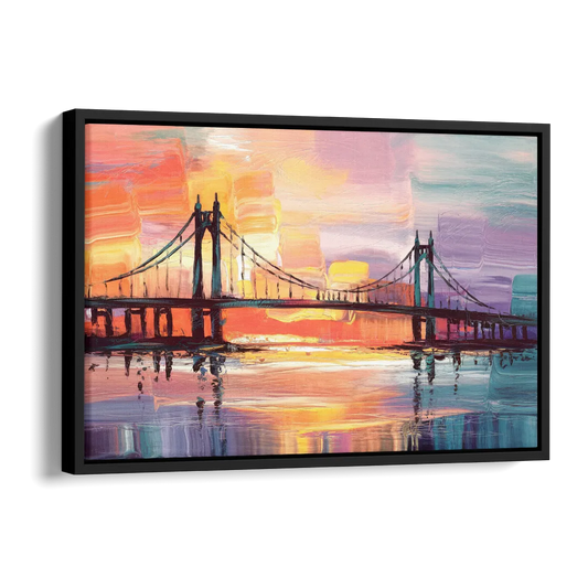 Chesapeake Bridge Silhouette Side - Black Canvas Wall Art