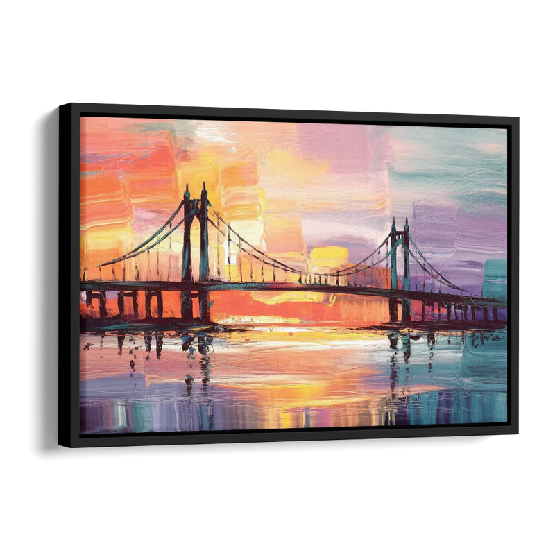 Chesapeake Bridge Silhouette Side - Black Canvas Wall Art
