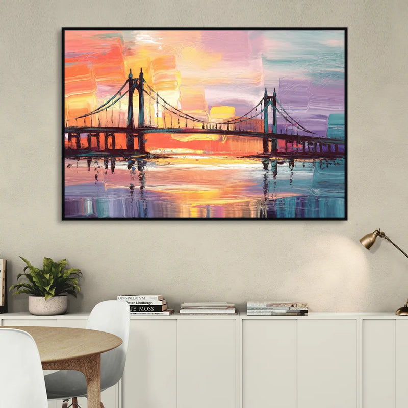 Chesapeake Bridge Silhouette Living Room - Black Canvas Wall Art